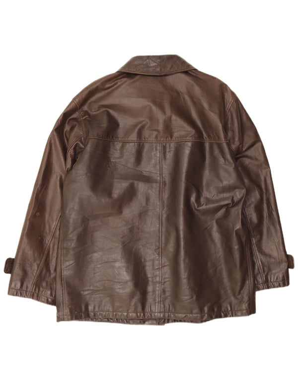 veste en cuir coupe ample vintage pour hommes IT 48 cuir marron moyen