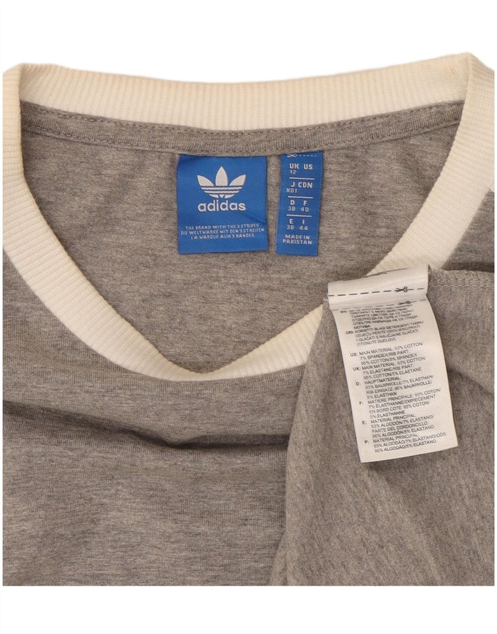 Adidas Haut à manches longues pour femme UK 12 Coton moucheté gris moyen
