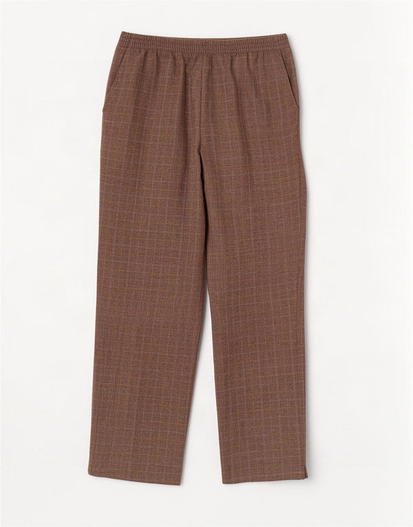 Marks & Spencer Pantalon décontracté pour femme UK 14 Large W34 L27 Marron à carreaux