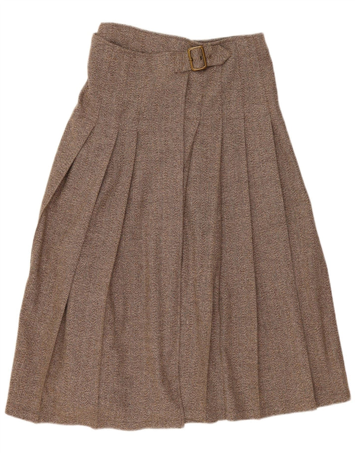 jupe portefeuille plissée femme vintage IT 44 Medium W30 Brown Herringbone