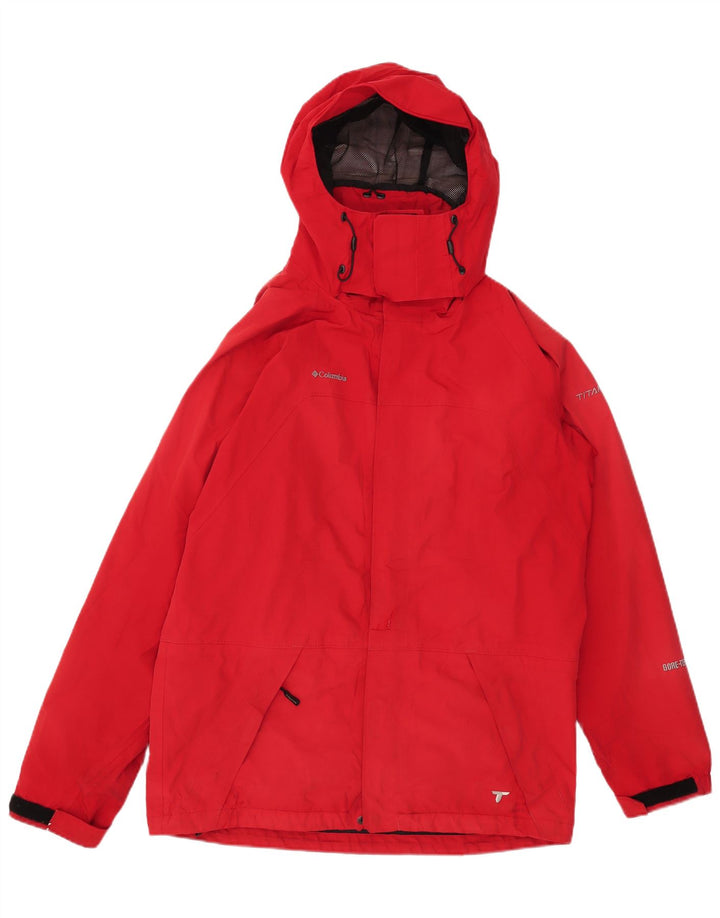Columbia Veste de pluie à capuche Titanium pour homme UK 38 Rouge moyen Polyester