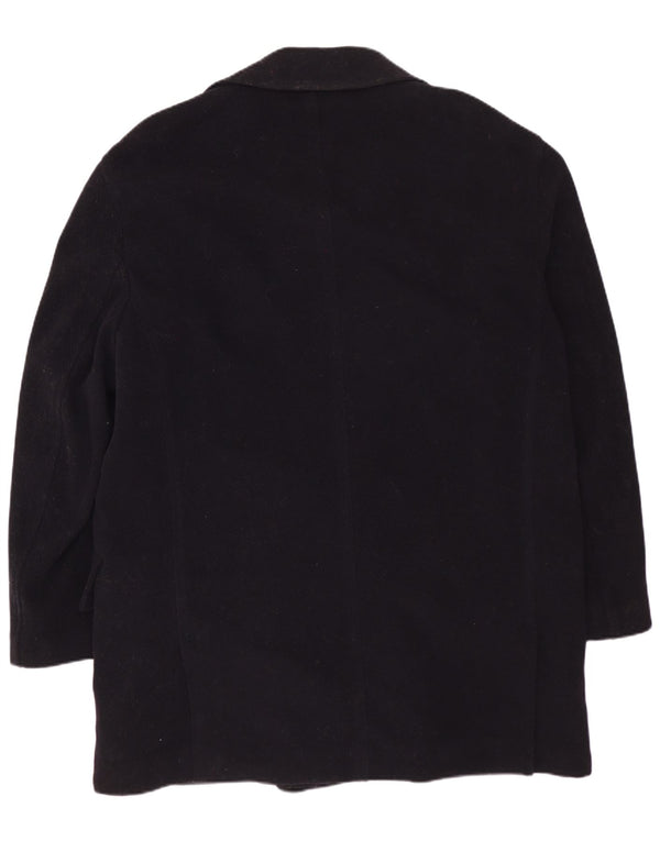 VINTAGE Manteau Double Boutonnage Homme IT 50 Grande Laine Bleu Marine