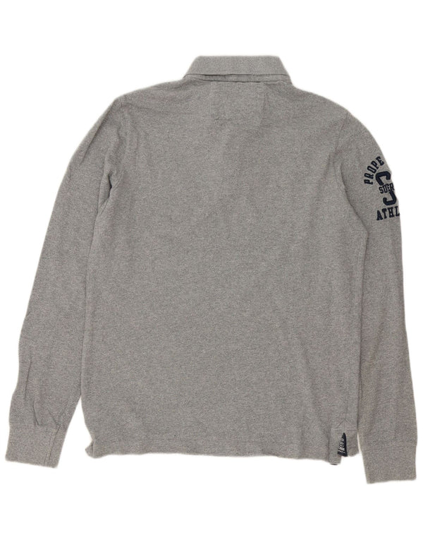 Superdry Polo Graphique à Manches Longues Homme Grand Gris Coton