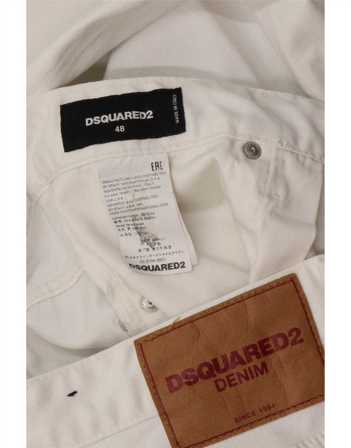 Dsquared2 Homme Jean Slim En Détresse W36 L28 Coton Blanc