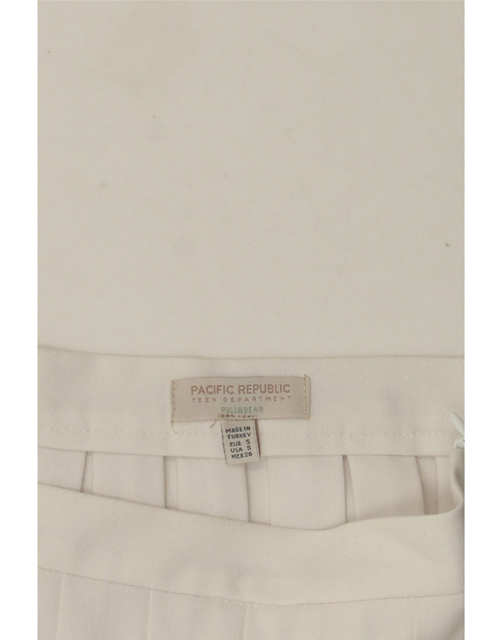 Pull & Bear Mini Knife Jupe Plissée Femme Petit W26 Blanc