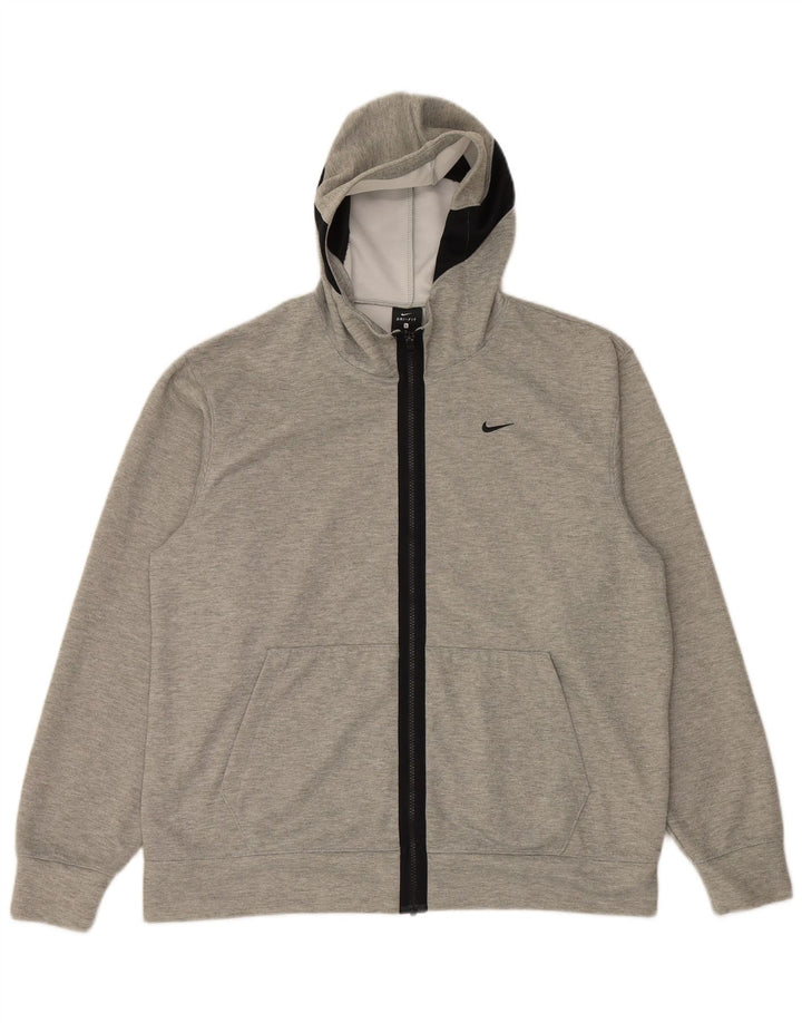 Nike Homme Dri Fit Zip Sweat à capuche Grand Gris Moucheté Polyester