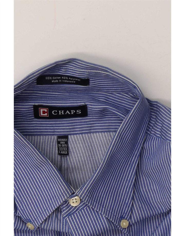Chaps Chemise Homme Taille 16 1/2 Grand Coton Bleu à Rayures