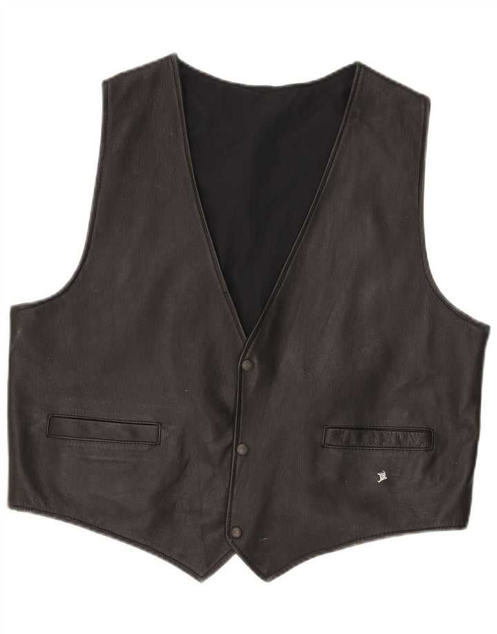 gilet en cuir homme vintage noir moyen