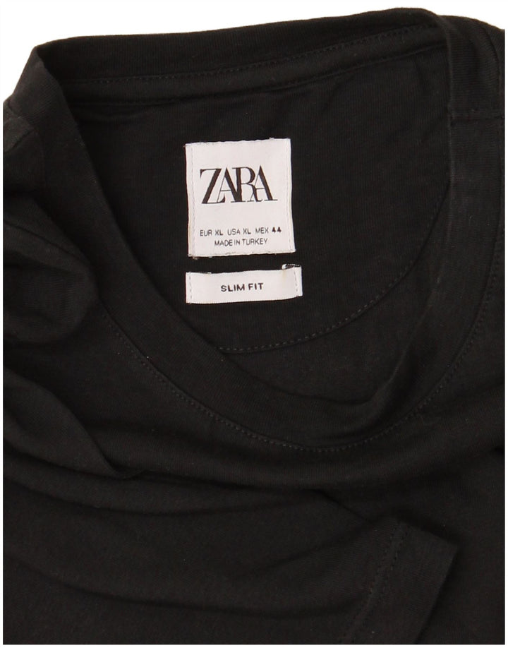 ZARA Hommes Slim Fit T-Shirt Top XL Noir