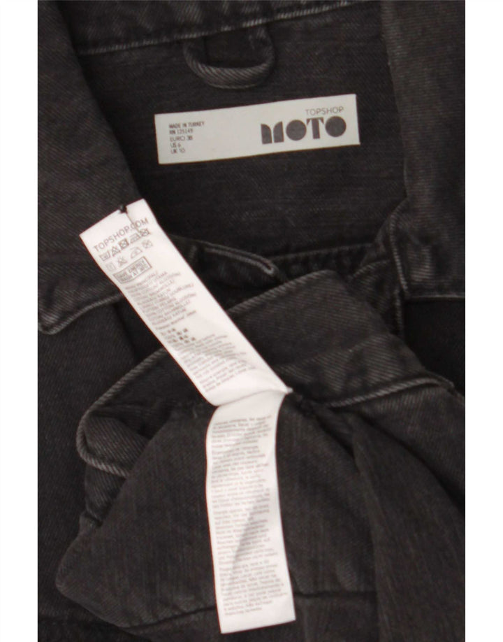 Topshop Veste en jean surdimensionnée pour femme UK 10 Petit coton noir