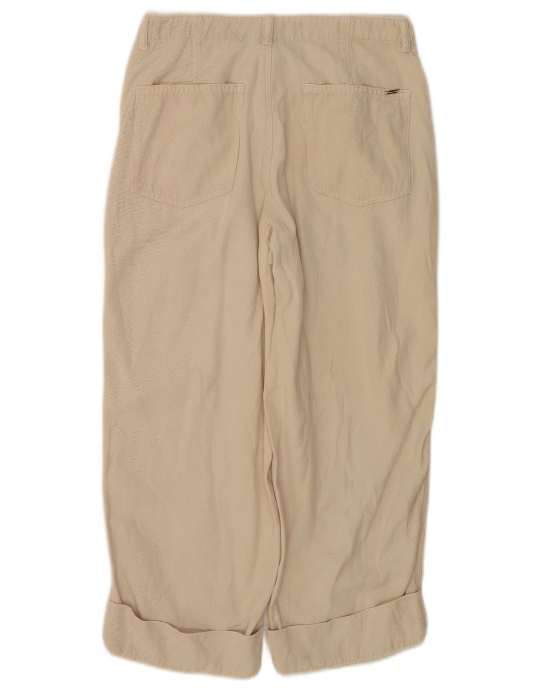 Massimo Dutti Pantalon Capri Femme EU 38 Small W28 L22 Beige Lyocell