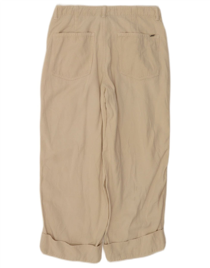 Massimo Dutti Pantalon Capri Femme EU 38 Small W28 L22 Beige Lyocell