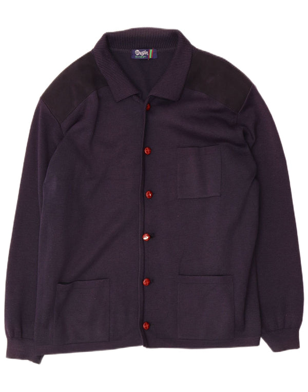 vintage Mens Cardigan Pull Grand Bleu Marine