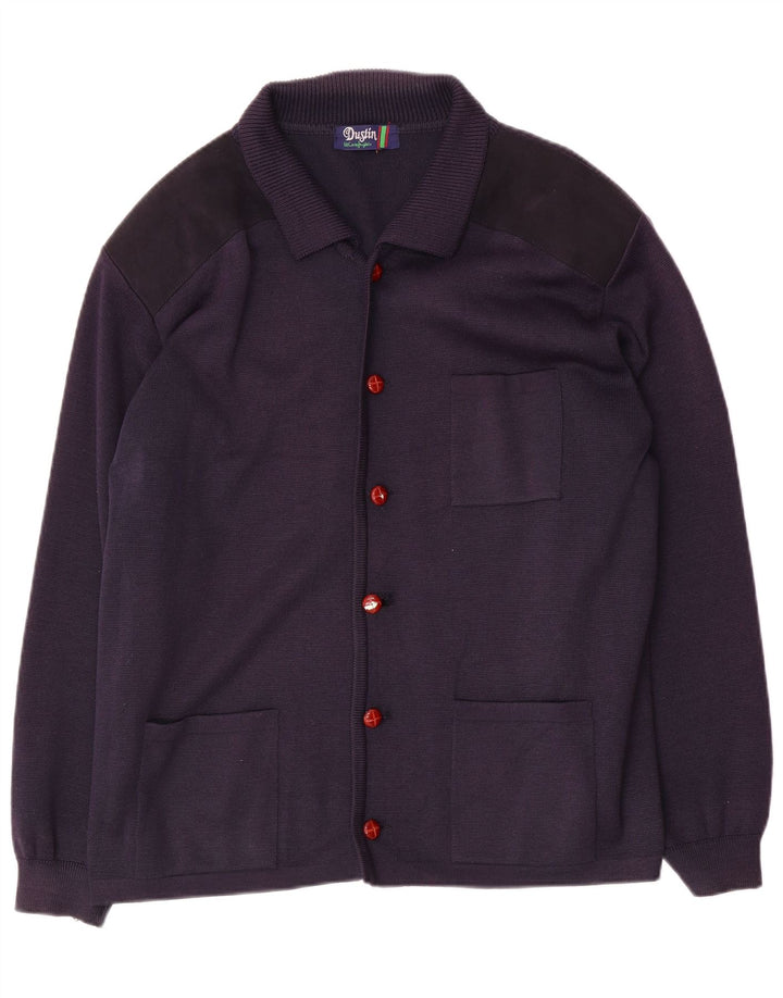 vintage Mens Cardigan Pull Grand Bleu Marine