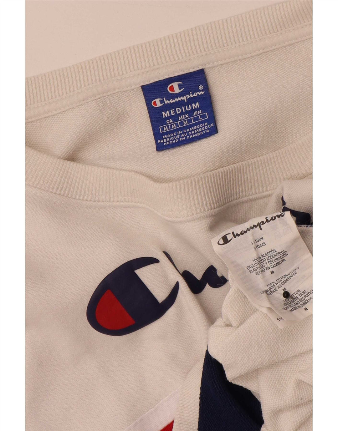 Champion Sweat-shirt court pour femme UK 14 Medium Blanc Colourblock