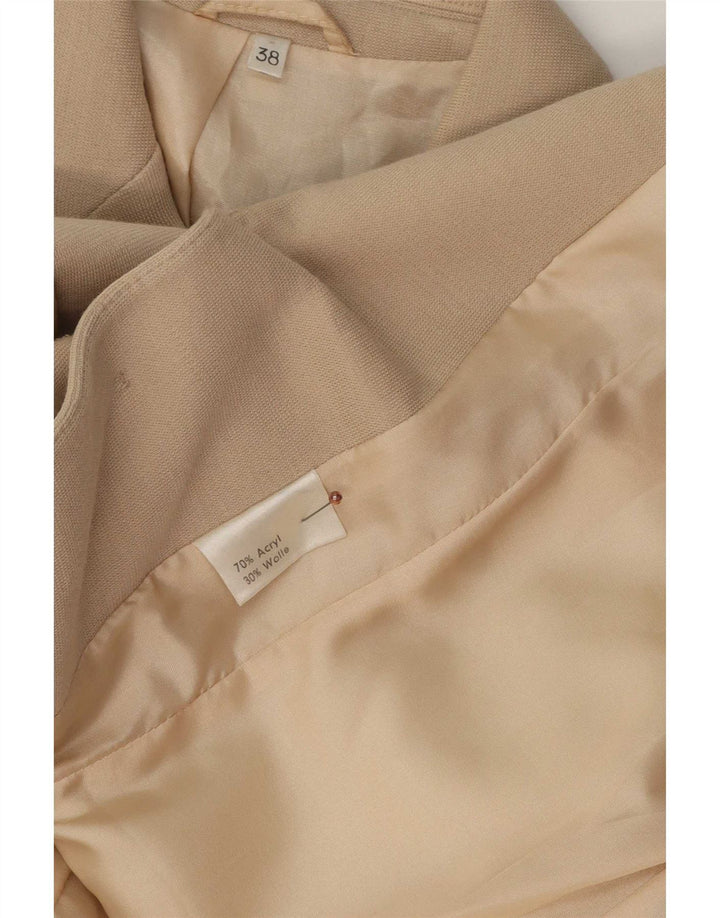 vintage Femme 3 Bouton Blazer Veste EU 38 Acrylique Beige Moyen