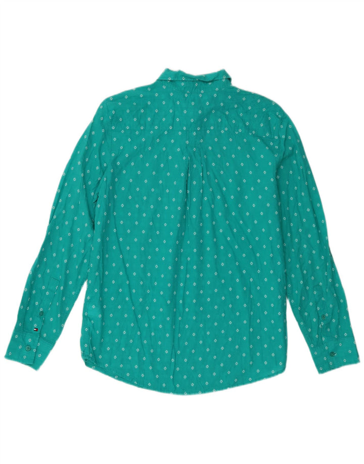 Tommy Hilfiger Chemise pull pour femme UK 14 Medium Turquoise Géométrique