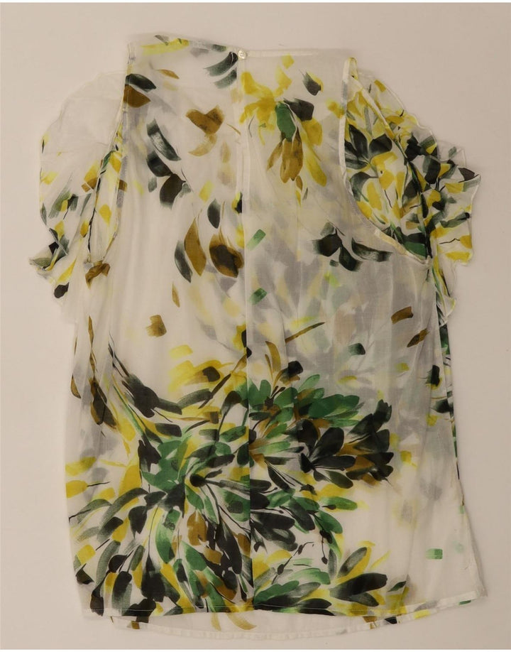 BENETTON Chemisier pour femme UK 12 Medium Blanc Floral