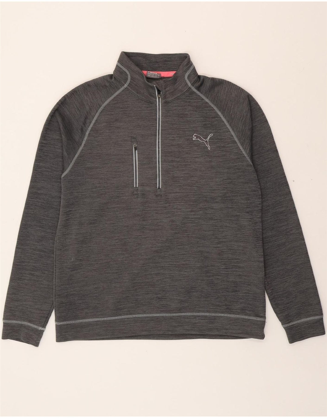 PUMA Womens Zip Neck Sweatshirt Jumper UK 16 Large Grey Flecked Vintage Puma and Second-Hand Puma from Messina Hembry 