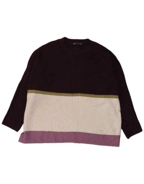 Marks & Spencer Pull ras du cou pour femme UK 18 XL Violet Colourblock