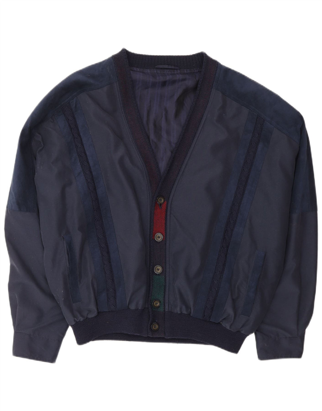 VINTAGE Veste Bomber Homme UK 42 XL Bleu Marine Polyester