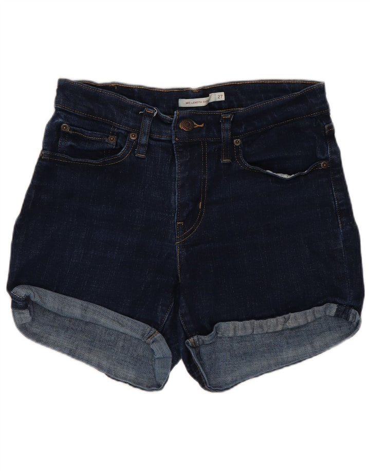 LEVI'S Short en jean taille moyenne pour femme W27 Petit bleu marine en coton