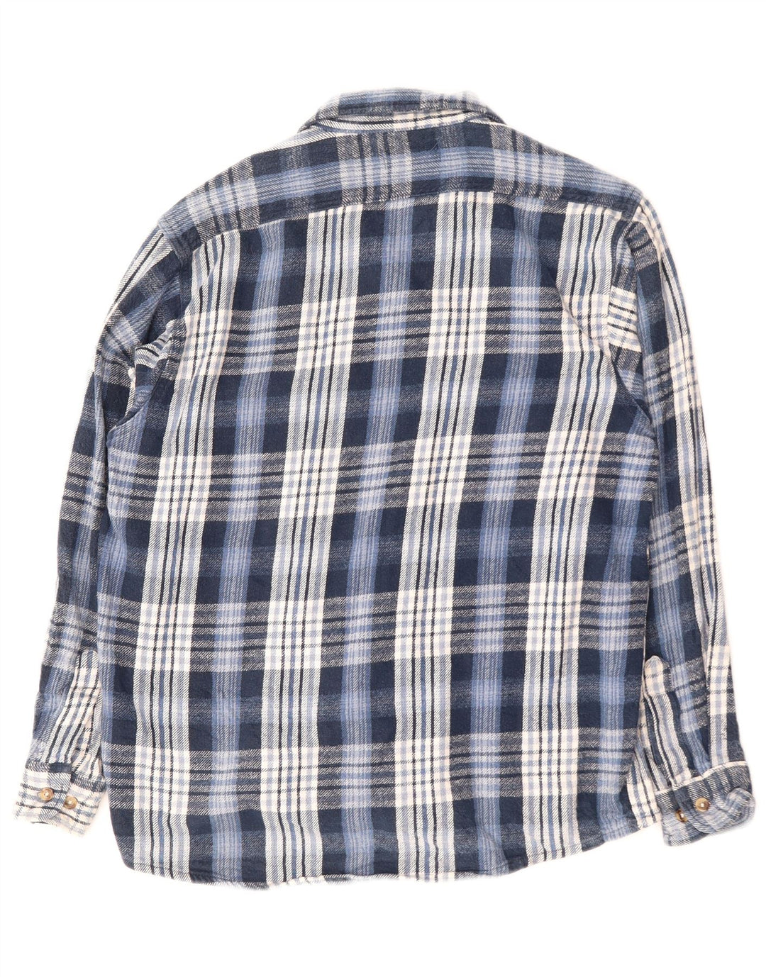 VINTAGE Chemise en flanelle pour hommes grand coton à carreaux bleus