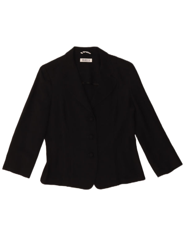 Marella Veste blazer à manches 3/4 pour femme UK 16 Large Noir Acétate