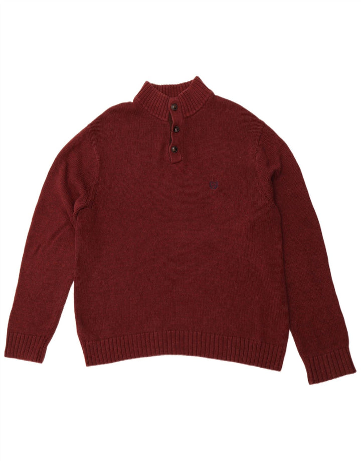 CHAPS Pull col boutonné pour homme XL en coton marron