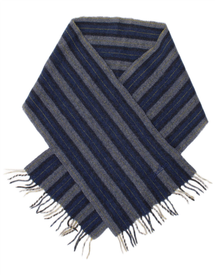 Borsalino Écharpe rectangulaire homme taille unique bleu rayé laine vierge classique