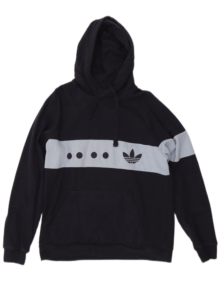 Adidas Pull à capuche graphique en coton color block bleu marine moyen pour homme