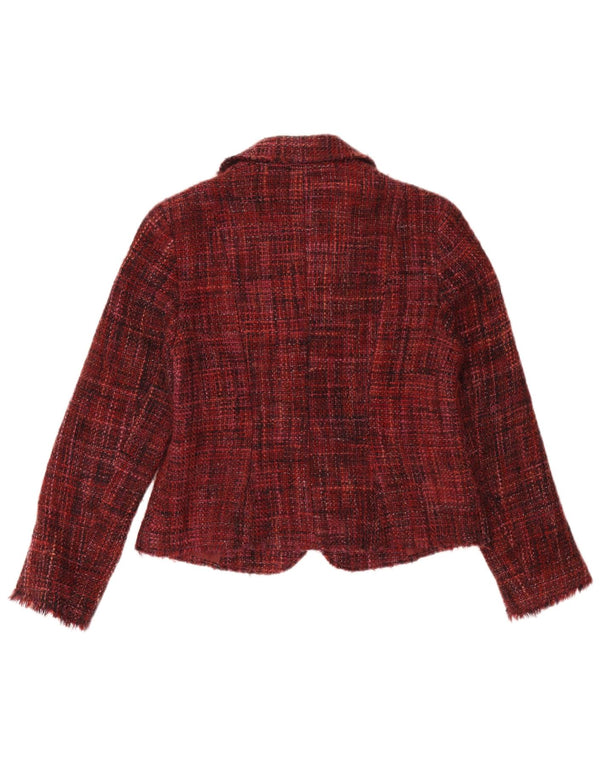 Marks & Spencer Veste blazer à 2 boutons pour femme UK 14 Bordeaux moyen moucheté