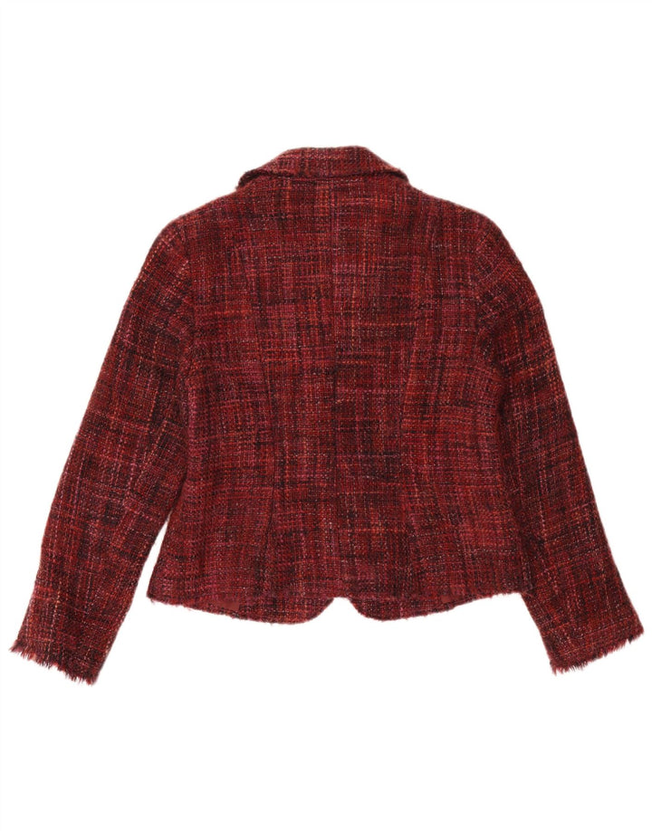 Marks & Spencer Veste blazer à 2 boutons pour femme UK 14 Bordeaux moyen moucheté