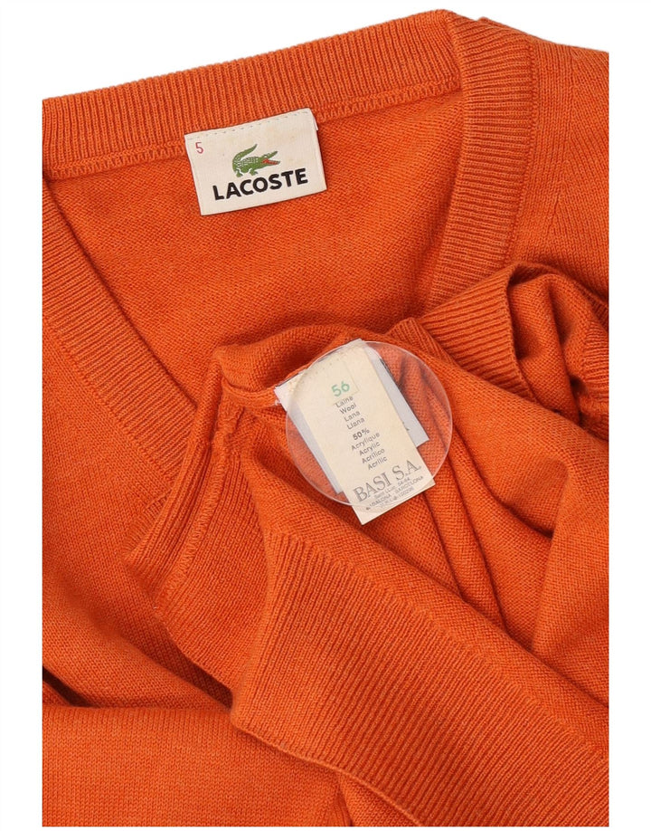 Lacoste Pull col V pour homme Taille 6 Grande laine orange