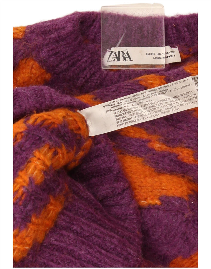 Zara Pull court à col rond pour femme UK 10 Small Multicolore