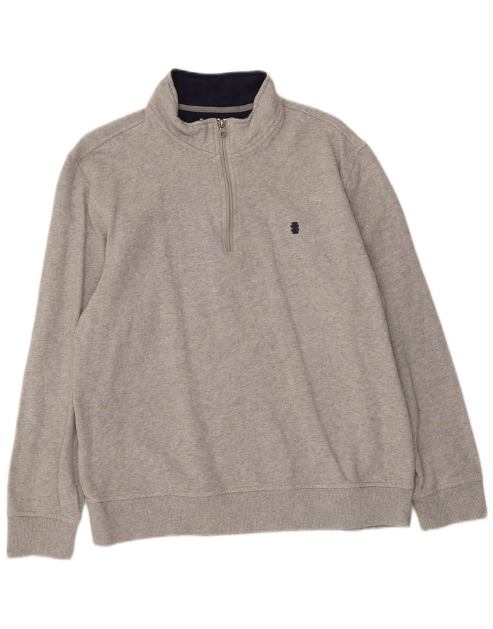 Izod Sweat-Shirt Col Zippé Homme Gris Moyen Coton