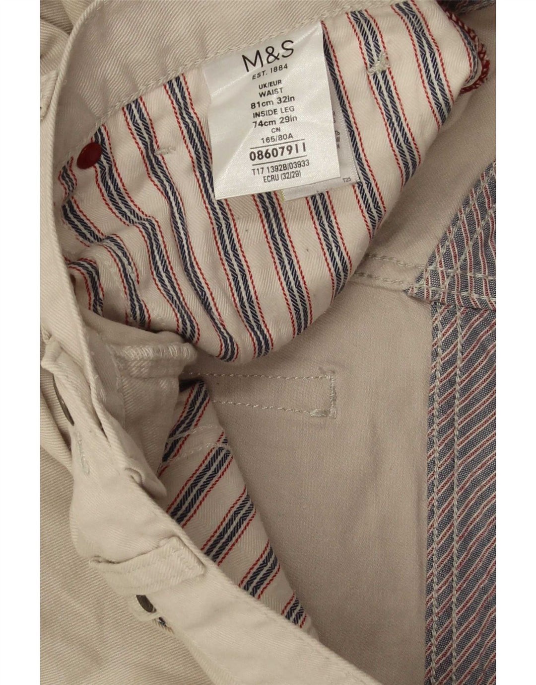 Marks & Spencer Pantalon décontracté bootcut pour homme W32 L29 Coton beige