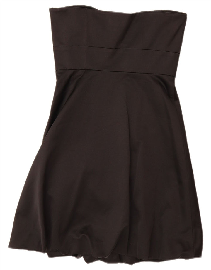 KAREN MILLEN Robe bustier à volants sur le devant pour femme UK 8 Petit coton noir