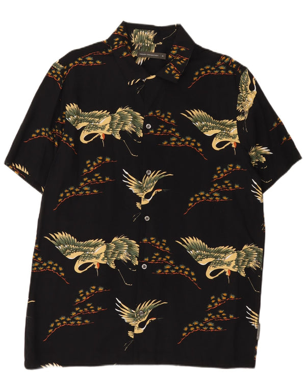 French Connection Chemise à Manches Courtes Homme Noir Moyen Animal Print Viscose