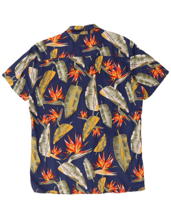 Jack & Jones Chemise à Manches Courtes Homme XL Bleu Floral Coton Hawaïen