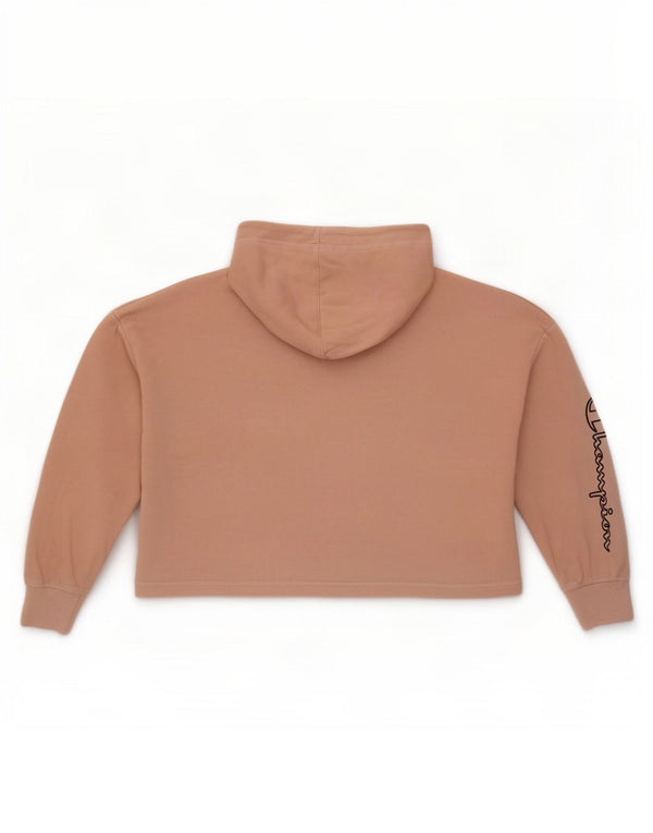 Champion Pull à capuche court surdimensionné pour femme UK 14 Coton rose moyen