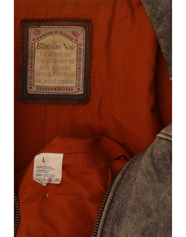 veste en cuir homme vintage UK 40 Grand cuir gris