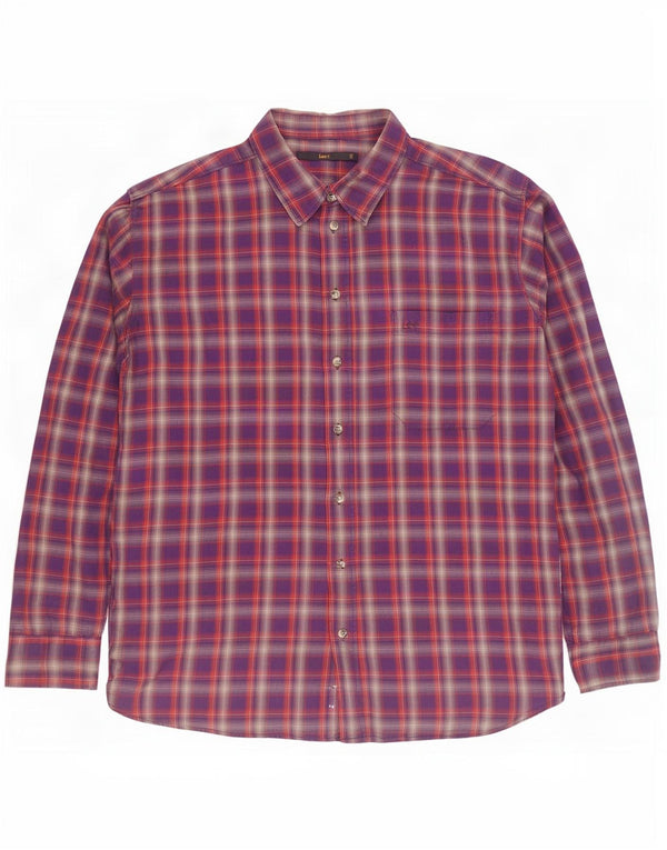 Lee Chemise en flanelle pour homme 2XL en coton à carreaux violet