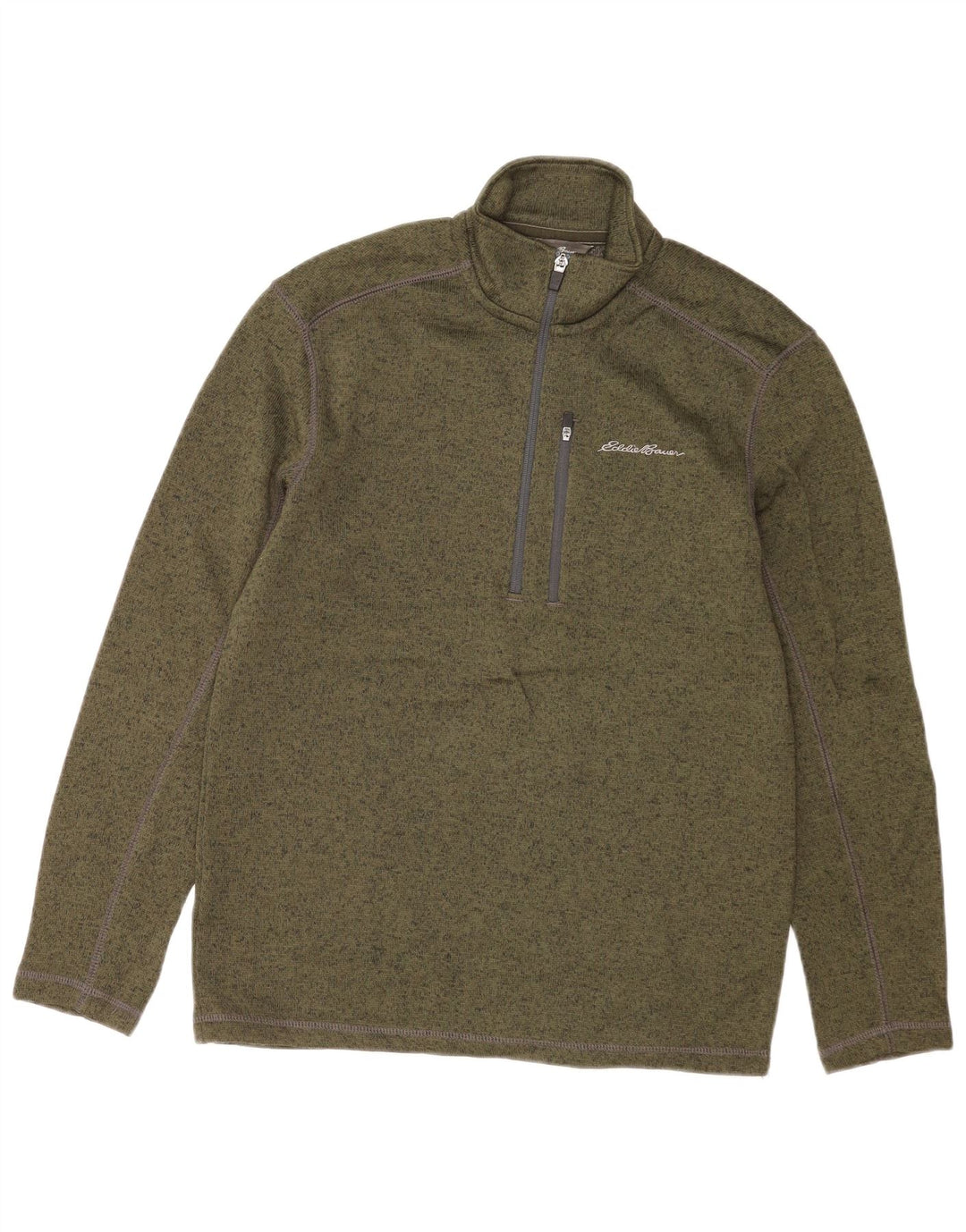 Eddie Bauer Sweat-shirt à col zippé pour homme Petit polyester moucheté vert