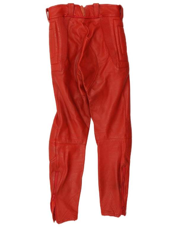 vintage Mens Moto Racer Pantalon en cuir IT 48 Moyen W30 L29 Cuir Rouge