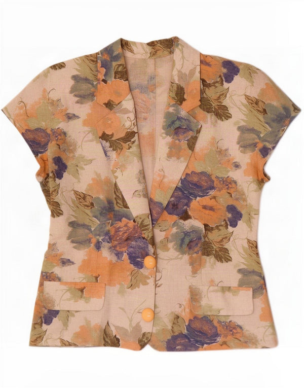 Vintage Womens Short Sleeve Cardigan Top IT 46 Large Multicolore Floral