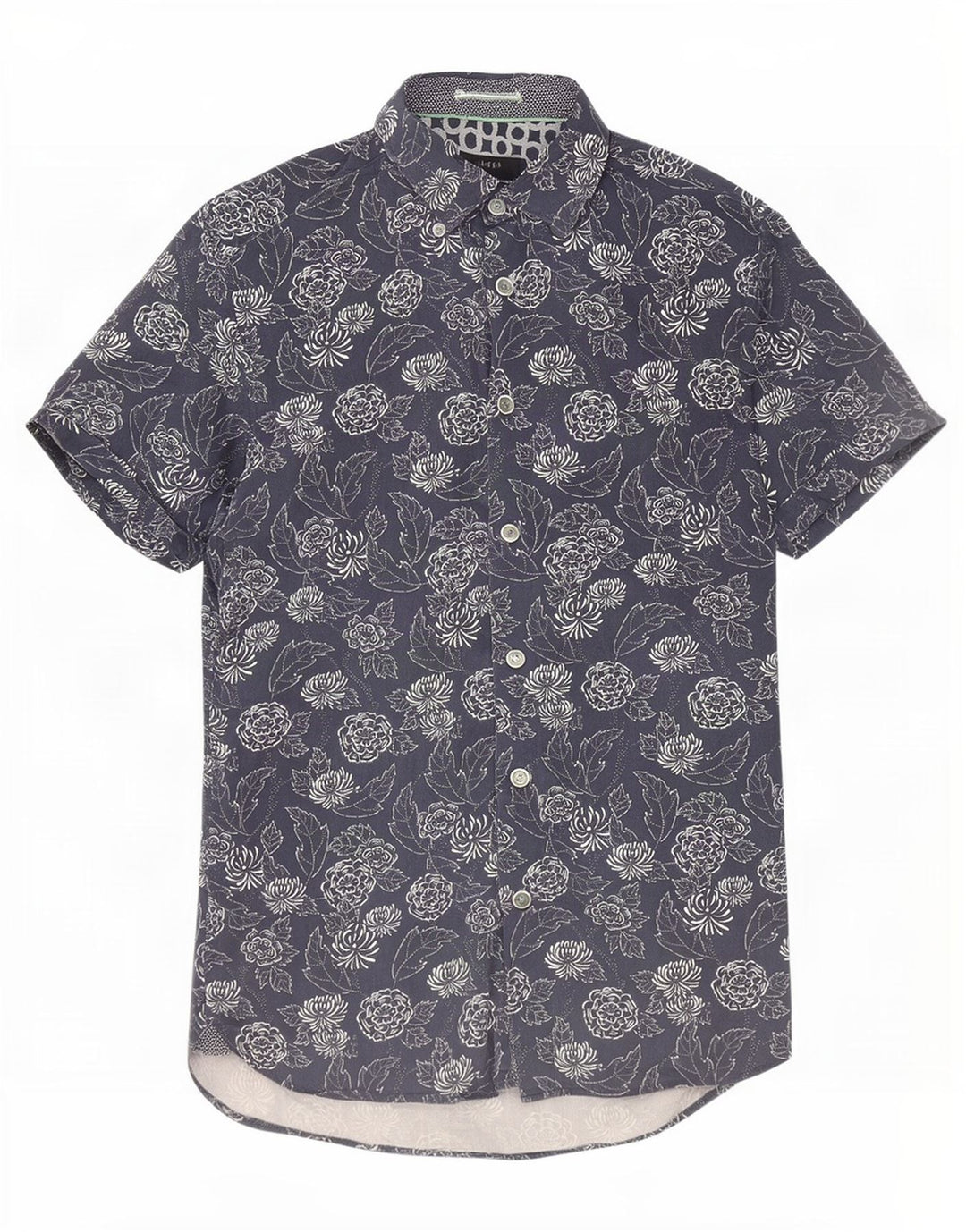 Ted Baker Chemise à manches courtes pour homme Taille 2 Petit coton floral bleu marine