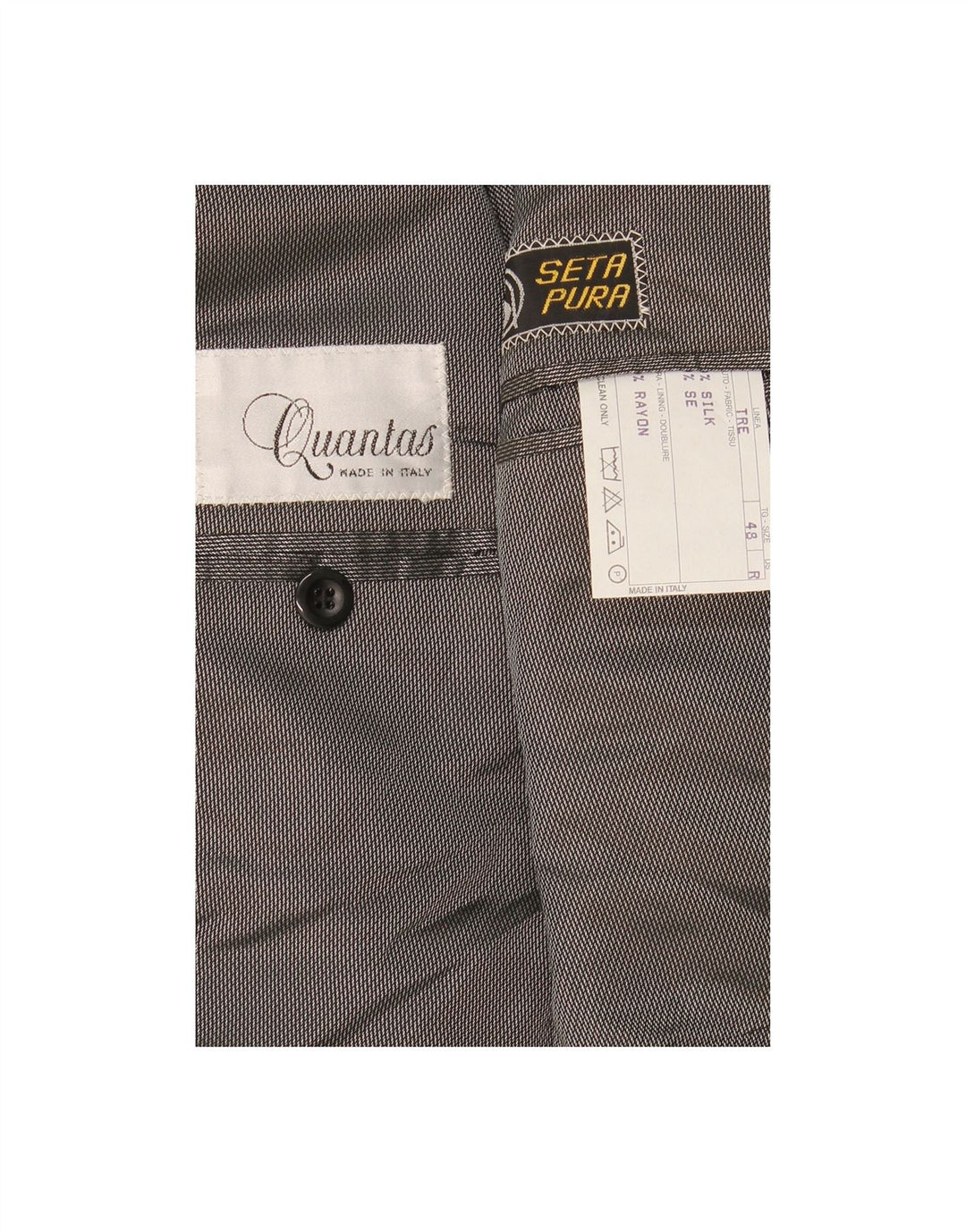 QUANTAS Womens 1 Button Blazer Jacket IT 48 XL Grey Herringbone Silk