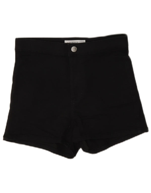 Topshop Femme Joni Denim Short UK 12 Moyen W28 Noir Coton