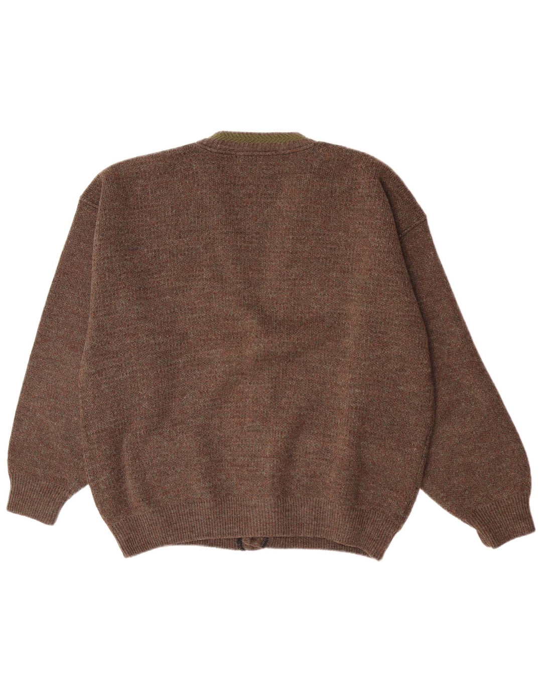 vintage Mens Cardigan Pull Grand Brun Moucheté